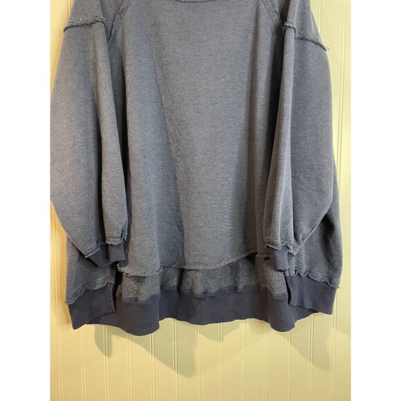 Free People Movement Blue Oversized Distressed Sweatshirt S Cotton/Polyester - Picture 10 of 16
